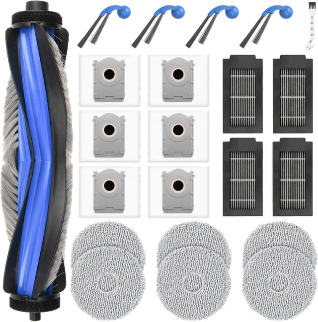 22 Stück Zubehör Für Ecovacs Deebot T30c Omni / T30c Omni Gen2 / T30c Saugroboter, 1 Hauptbürste, 6 Staubbeutel, 6 Wischpads, 4 Filter, 4 Seitenbürsten, Reinigungsbürste