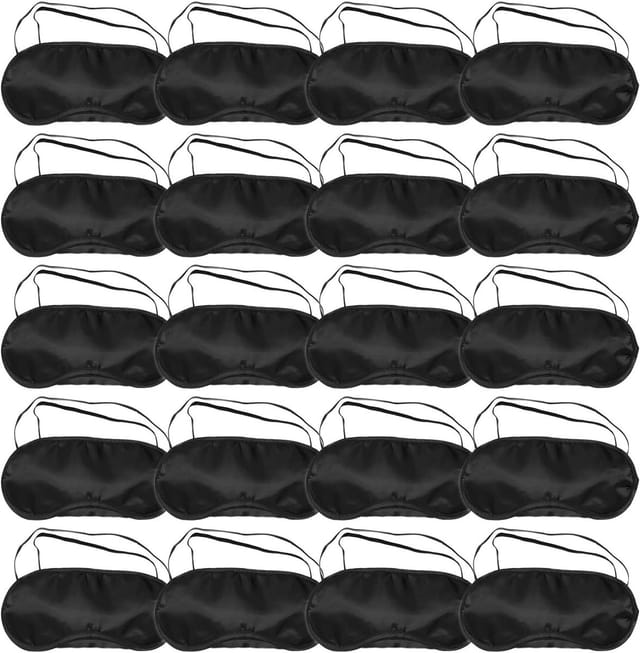 20er-Pack ultraweiche Schlafmasken, 18,5 x 8,5 cm – atmungsaktiv, verdunkelnd, mit Nasenpolstern, dehnbar, ideal für Reisen, Gaming und mehr, Schwarz