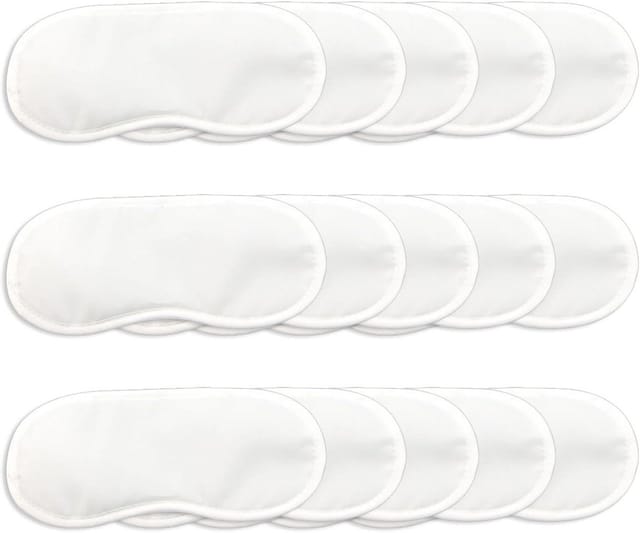 15er-Pack ultraweiche Schlafmasken, 18,5 x 8,5 cm – atmungsaktiv, verdunkelnd, mit Nasenpolstern, dehnbar, ideal für Reisen, Gaming u. v. m., Weiß