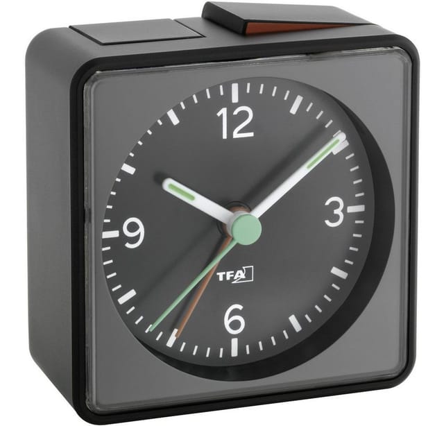 Tfa Dostmann - 60.1013.01 Quarz Wecker Schwarz Alarmzeiten 1 Fluoreszierend Zeiger