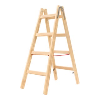 Hymer - Holz Sprossenstehleiter 2x4 Sprossen Leiter beidseitig begehbar, Sicherung