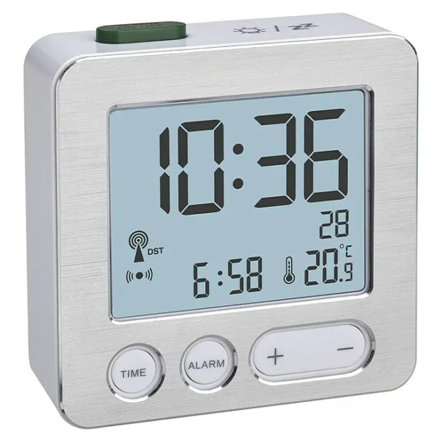 TFA Dostmann 60.2545.54 Funk Wecker Silber, Aluminium (gebürstet) Alarmzeiten 1