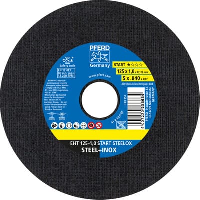 Pferd - Trennscheibe steelox box D125x1mm ger.INOX Bohr.22,23mm Box á 50 St. 50 Stk