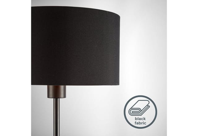 B.k.licht - Stehlampe - Schalter, Stoffschirm, E27 Fassung, max. 40W, Schwarz-Gold