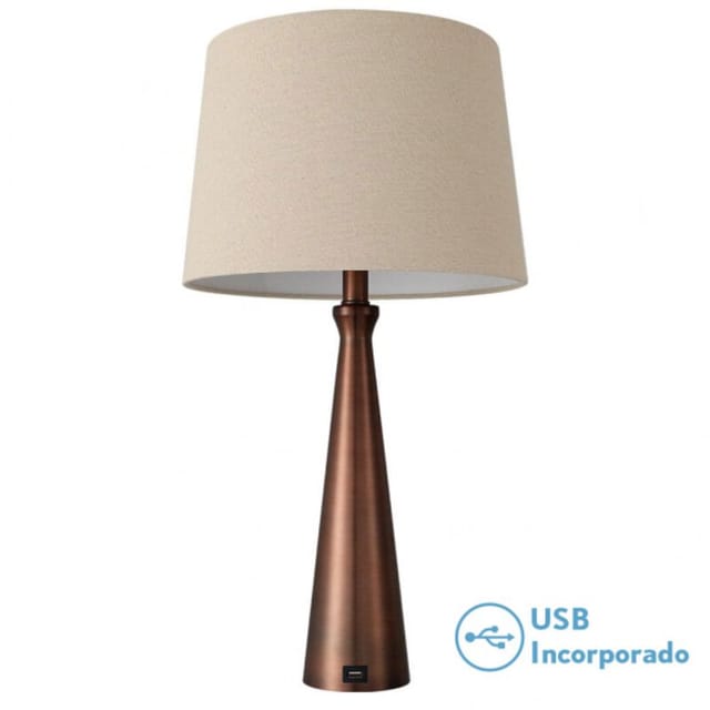 Tischleuchte Perle 1xe27 braun 61x33x33 cm port usb