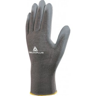 Pack mit 12 Paar gestrickten Handschuhen mit Beschichtung, Gitter 13 PES/PU, grau, Größe 8