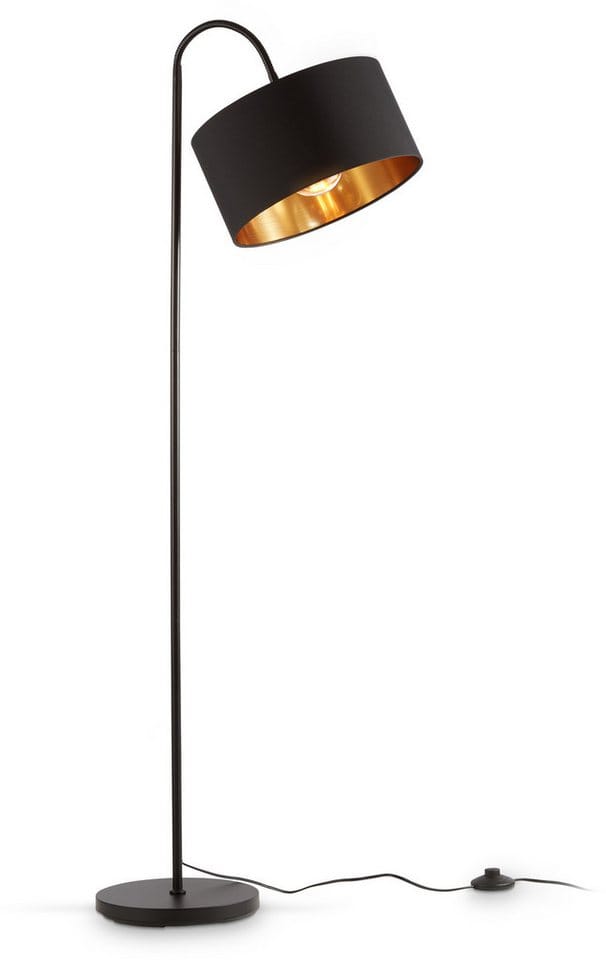 B.k.licht - Stehlampe - Schalter, schwenkbar, Stoffschirm, E27 Fassung, Schwarz