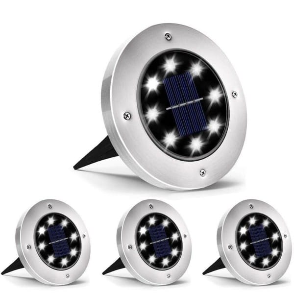 Trade Shop Traesio - Trade Shop - 4 led Solar Gartenstrahler 8 led Pfahl Stufenleuchte -