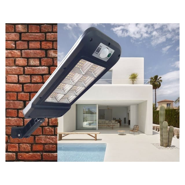 Trade Shop Traesio - Trade Shop - leuchtturm strassenlampe photovoltaik solar panel sensor 128 smd led HS-8013C -