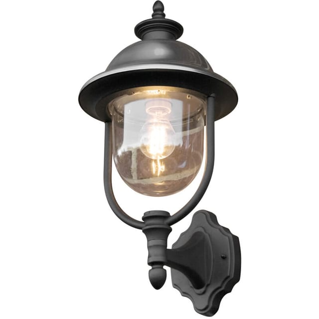 Konstsmide - Außen Wandlaterne parma stehend im Landhausstil, Schwarz-Silber, Höhe 48cm