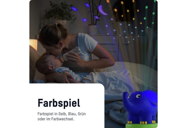 Ansmann - led Sternenhimmel Projektor Elefant Musik Sternenlicht Einschlafhilfe