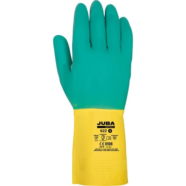 Zweifarbiger Latex-Arbeitshandschuh Größe 9 JUBA
