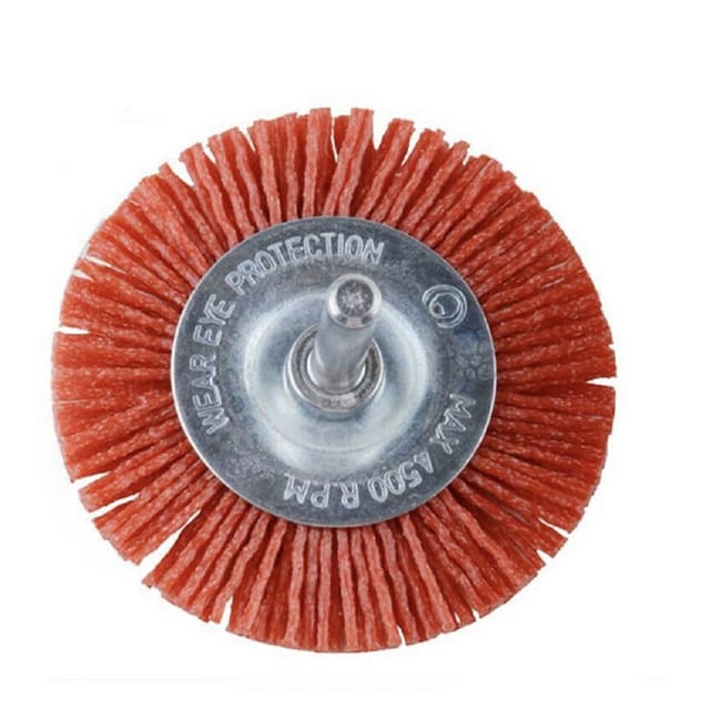 Trade Shop Traesio - Trade Shop - Nylondraht-Polierbürste mit Schleifspitze, zum Glätten von Bohrern, 63 mm -