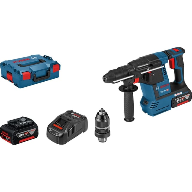 Bosch Akku-Bohrhammer gbh 18V-26 f mit 2x 5,0 Ah Akkus mit Ladegerät, inklusive l-boxx