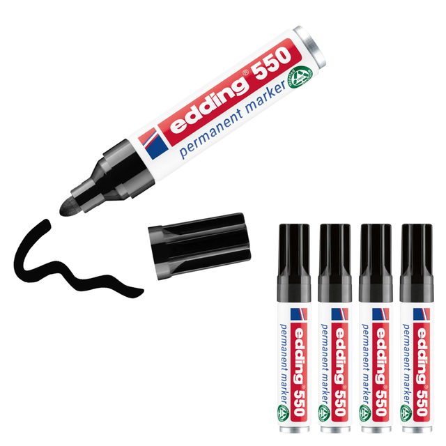 Edding - 550 4-550001 Permanentmarker Schwarz wasserfest: Ja