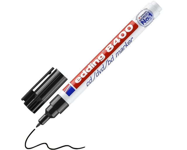 Edding - 4-8400001 cd/dvd/bd Marker 8400 schwarz Strichbreite 0,5-1 mm Rundspitze