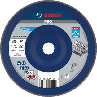 Bosch - Accessories 2608607343 X571 Fächerschleifscheibe Durchmesser 180 mm Bohrungs-Ø 22.33 mm Stahl