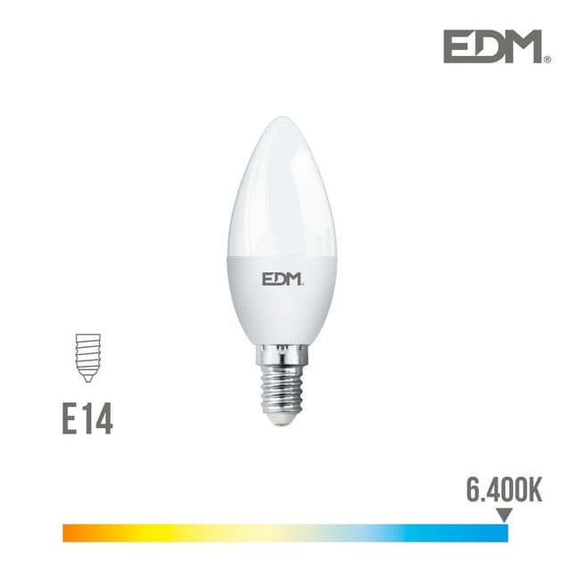 EDM - led Kerzenlampe E14 7W 600lm 6400K Kaltlicht Ø3,5x10,7cm