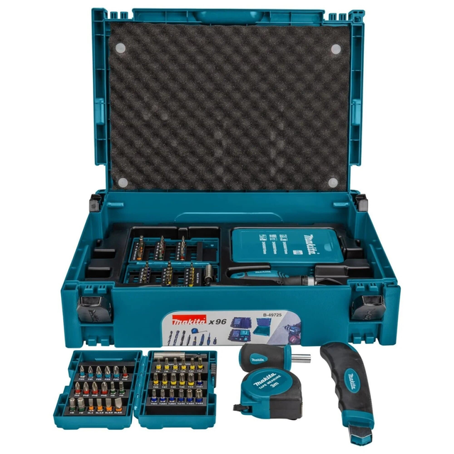 B-49725 Bohrer Bit Set 96 teilig + Makpac ( Cuttermesser Maßband Faustschraubendreher Ratschenschraubendreher Bithalter ) - Makita