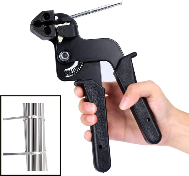 Kabelbinderpistole Aus Edelstahl, Kabelbinderzange Aus Edelstahl Mit Schneidfunktion, Kabelbinderpistole Aus Metall, Klemmwerkzeug Für Kabelbinderpistole
