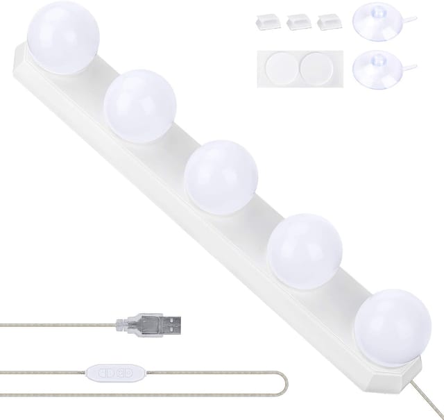 Vtizikl Lumiere Miroir Pour Coiffeuse, Usb Lampe Led Pour Eclairage Miroir Avec 5 Ampoules À Led 3 Modes De Couleur Pour L'Éclairage De Miroir De Coiffeuse De Salle De Bain