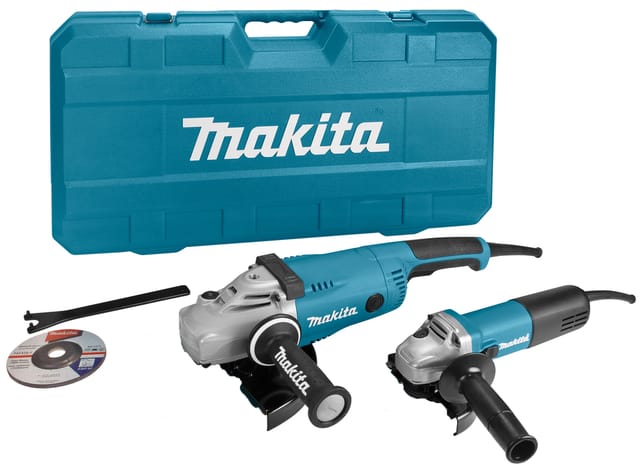 2er-Set Makita Maschinen - Schleifer ø 125 mm 840 w + Schleifer ø 230 mm 2200 w - Im Koffer - DK0053G