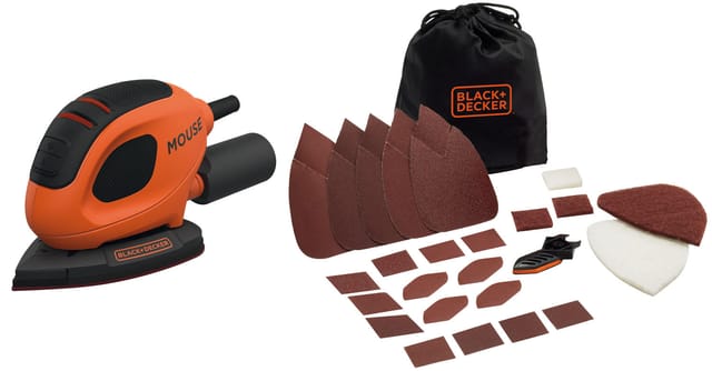 Black&decker - BEW230BC] Ponceuse de finition Mouse 55 w avec 15 accessoires en softbag BEW230B