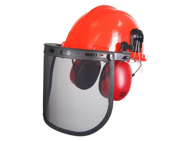 Vollständiger Jägerhelm bestehend aus einem Helm (en397), einem 25 dB Geräuschdämpfer (en352-3), einem Visier Gr