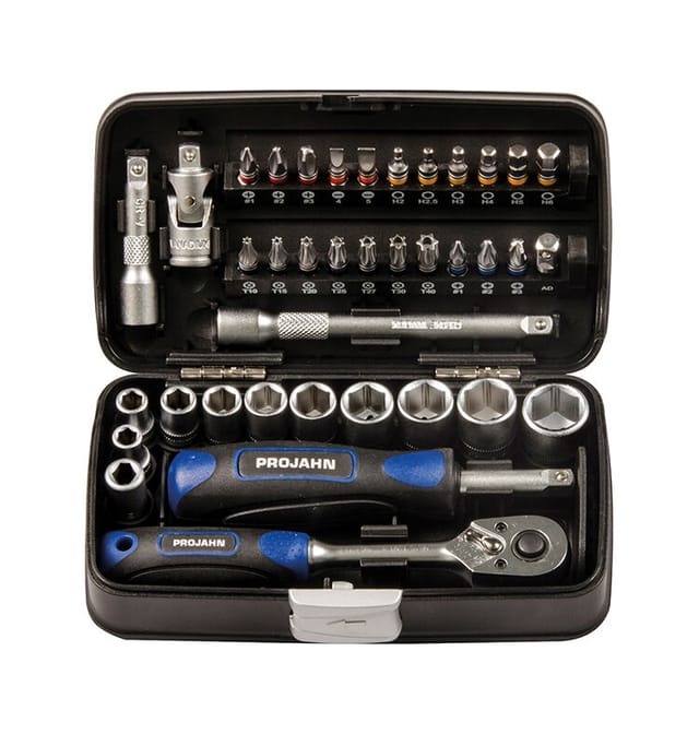 394072 Mini Steckschlüssel und Bit-Box 1/4' kompaktes Set Steckschlüssel - Projahn