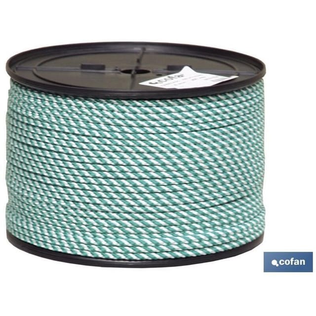 Rolle mit spiralförmigem geflochtenem Seil 6 mm 200 m weiß/grün