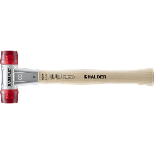 BASEPLEX-Schonhammer, Celluloseacetat / celluloseacetat mit Zinkdruckguss-Gehäuse und Holzstiel D=30 mm 3906.030