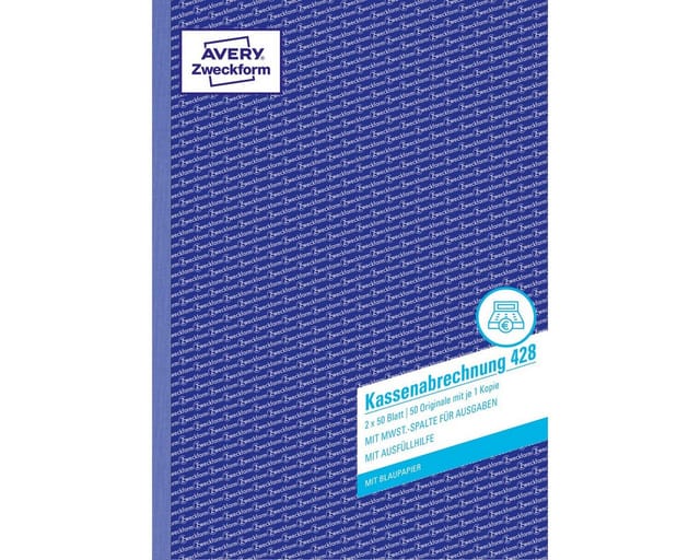 Avery Zweckform - Kassenabrechnung din A4 nicht selbstdurchschreibend 1 Durchschlag 2 x 50 Bl.