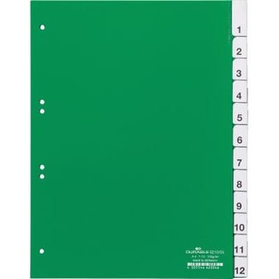 Zahlenregister DIN A4 1-12 PVC grün DIN A4 1-12 PVC grün