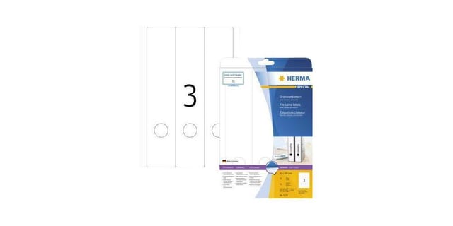 Ordnerrückenetikett breit/lang 61 x 297 mm (b x h) selbstklebend mit Griffloch weiß 75 Etik./Pack.