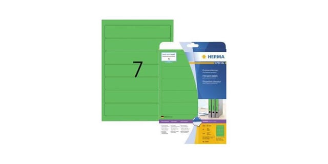 Ordnerrückenetikett schmal/kurz 38 x 192 mm (b x h) selbstklebend ohne Griffloch grün 140 Etik./Pack.