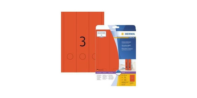 Ordnerrückenetikett breit/lang 61 x 297 mm (b x h) selbstklebend mit Griffloch rot 60 Etik./Pack.