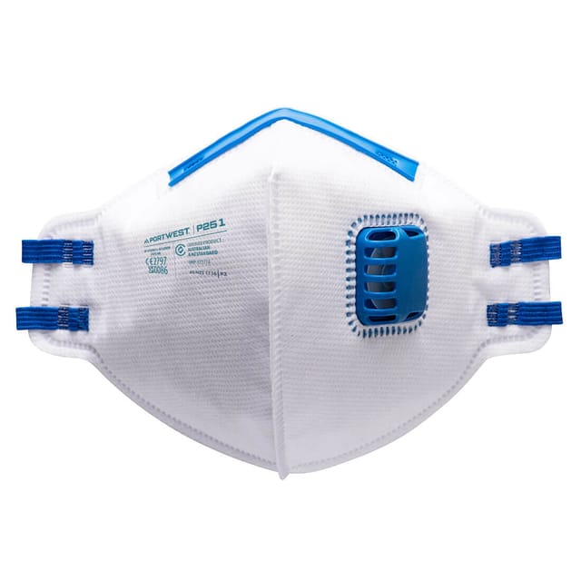 Schachtel mit 20 faltbaren FFP2-Masken mit Ventil, Weiß