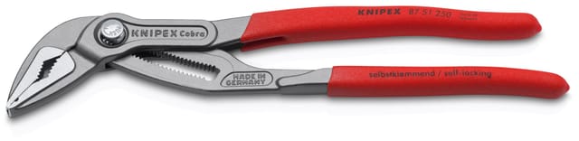 KNIPEX 87 51 250 SB Cobra® ES Wasserpumpenzange extra-schlank mit rutschhemmendem Kunststoff überzogen grau atramentiert 250 mm