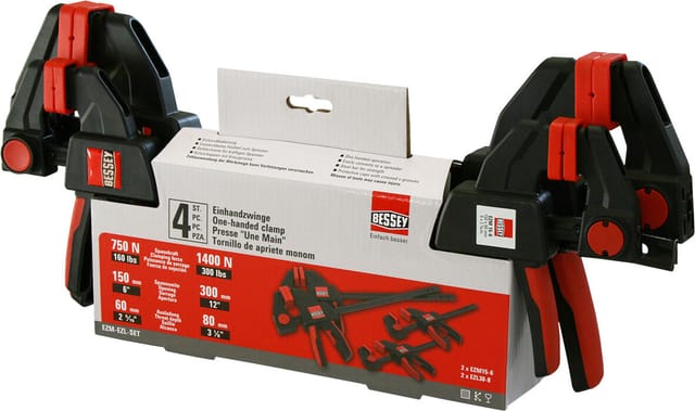 Einhandzwingen-Set (2x EZM15-6 und 2x EZL30-8) - Bessey