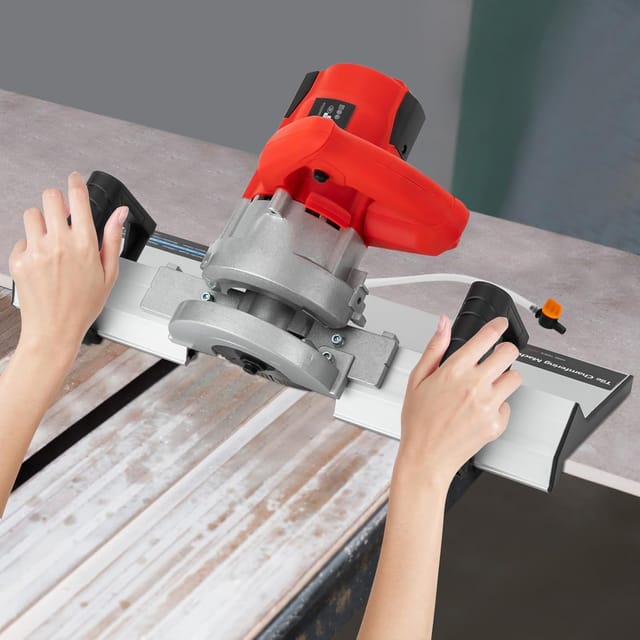 Professioneller Fliesenschneider Elektrischer 43-Grad-Fliesenschneidemaschine mit Aluminiumplatte und Sägeblatt Präzisions Fliesenfasenwerkzeug