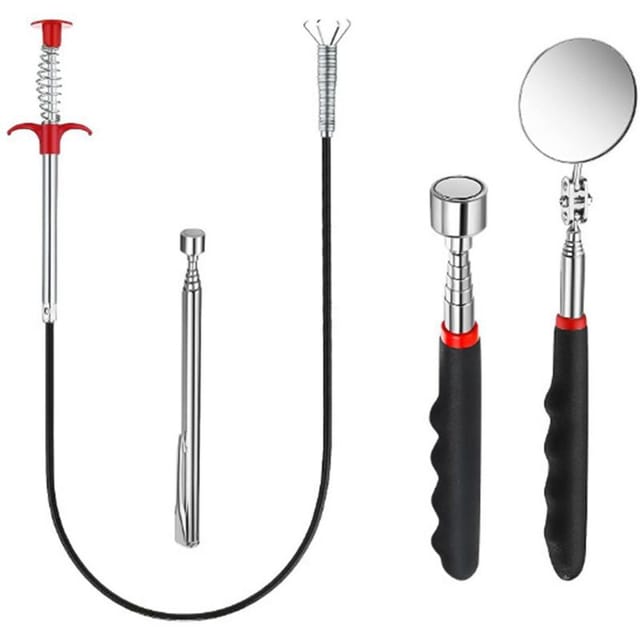 Teleskopmagnet, Magnetische Teleskopklemme, 4-teiliges Kfz-mechaniker-werkzeugset, Flexibel Und Einziehbar, Zum Aufnehmen Von Werkzeugen, Reparieren Und Prüfen