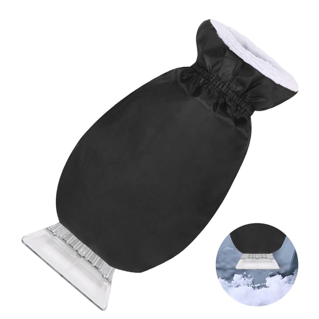 Eiskratzer fürs Auto mit Handschuh, wiederverwendbarer Eiskratzer mit Handschuh, Autofensterkratzer mit Handschuh, schwarzer Auto-Eiskratzer mit