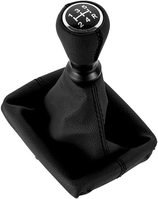 Lederschaltknauf Mit Manschette, Kompatibel Mit Peugeot 206 406 (schwarz)