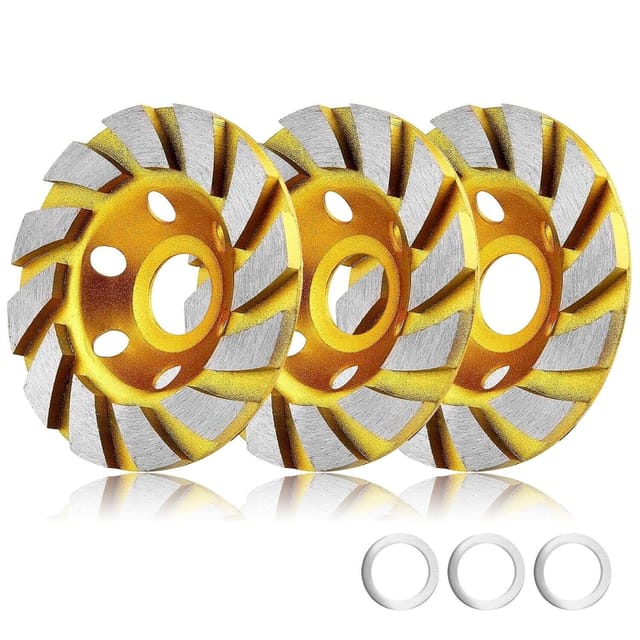 3-teilig, 10,16 cm, 12 Segmente, Turbo-Diamantscheiben für Küchenmaschinen, für Beton, Stahl, Keramik (Gelb)