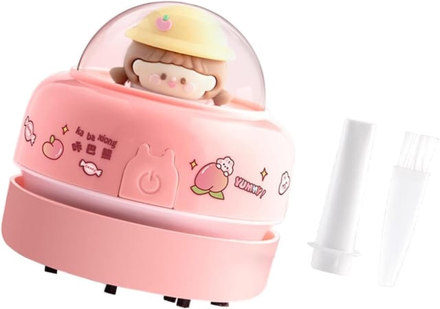 Mini-Tischstaubsauger für die Schulreinigung, Krümelentfernung, Rosa