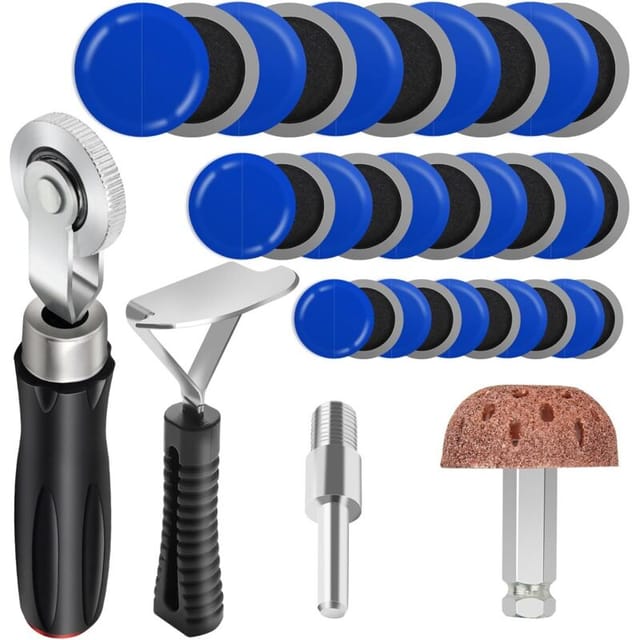 30+3-teiliges Reifenreparatur-Rollenset, Reifenreparaturwerkzeug zum Schleifen von Autoreifen, Reparaturpolierscheibe/Innenauskleidungsschaber/ 30