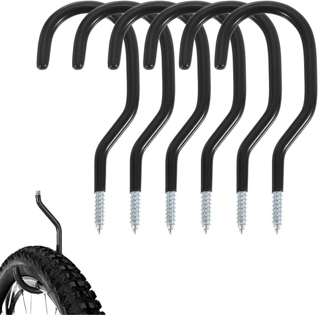 CCYKXA Robuste Wandhaken, 6er-Set Fahrradhaken (für Garagen), robuste Deckenhaken (für Garagen) (schwarz)