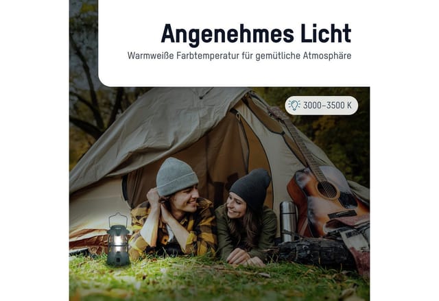 ANSMANN LED Campinglampe, wiederaufladbare USB C Outdoor Laterne, 3 Leuchtmodi