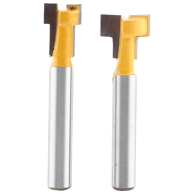 Set mit 2 T-Nutfräsern, 3/8" und 1/2" Schnittdurchmesser, 1/4" Schaft