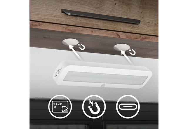 Briloner Unterbauleuchte Kabellos 30,5x6,5cm Rechteckig 2,6W 200lm 4000K Neutralweiß Selbstklebend Weiß - LED Leiste Küche Keller Treppenhaus